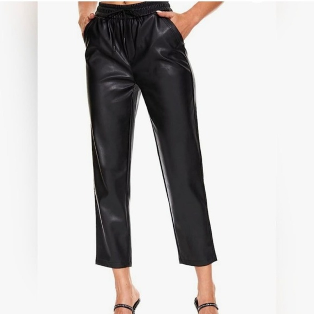 Tagoo Black Faux Leather High Waist Trousers Medium